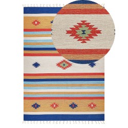 Dywan bawełniany kilim 140 x 200 cm wielokolorowy TARONIK