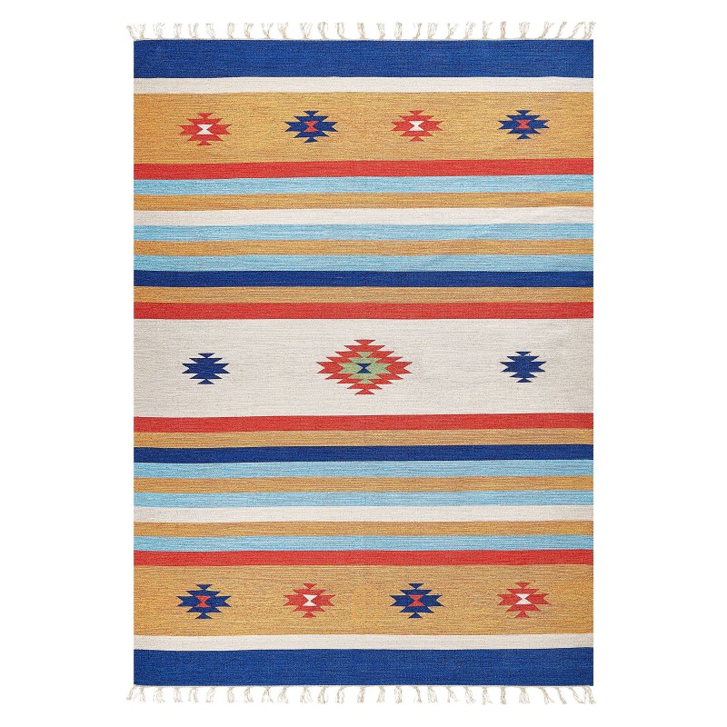 Dywan bawełniany kilim 140 x 200 cm wielokolorowy TARONIK Dywan bawełniany kilim 140 x 200 cm wielokolorowy TARONIK