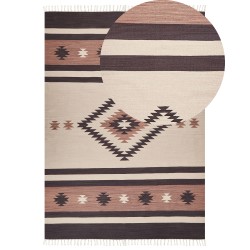 Dywan bawełniany kilim 200 x 300 cm beżowo-brązowy ARAGATS