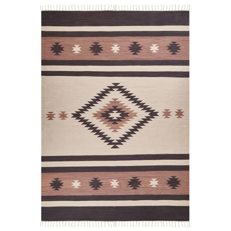 Dywan bawełniany kilim 200 x 300 cm beżowo-brązowy ARAGATS Dywan bawełniany kilim 200 x 300 cm beżowo-brązowy ARAGATS