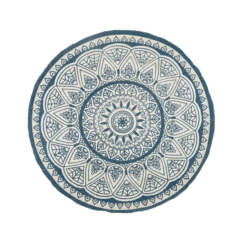 Dywan okrągły z juty ⌀ 120 cm niebieski ANADERE Dywan okrągły z juty ⌀ 120 cm niebieski ANADERE