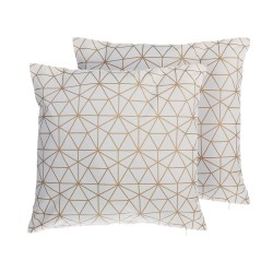Zestaw 2 poduszek dekoracyjnych SEDUM Bawełna 45 x 45 cm Biały Złoty Wzór geometryczny
