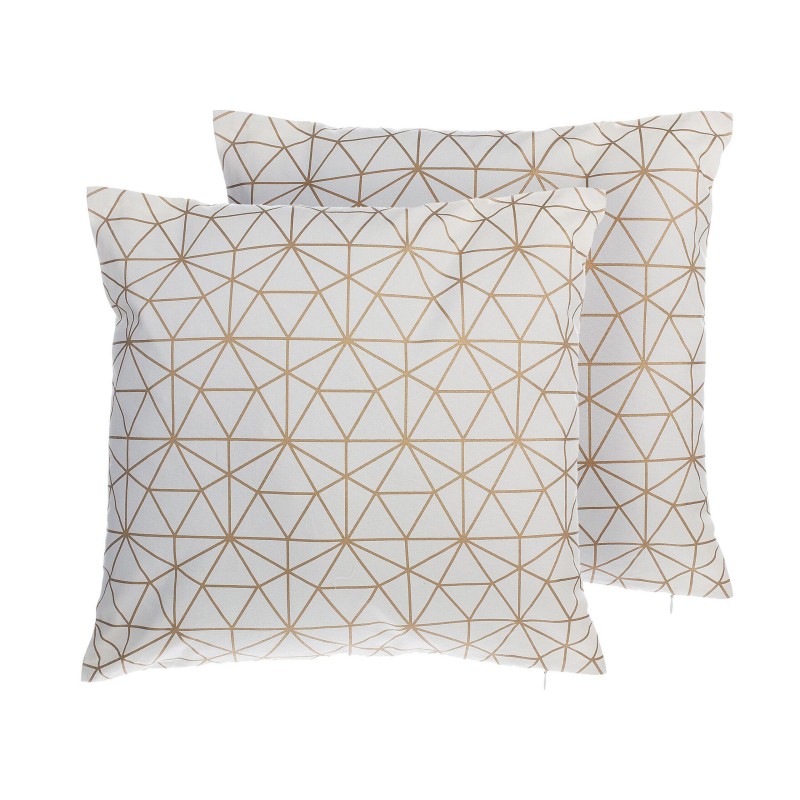 Zestaw 2 poduszek dekoracyjnych SEDUM Bawełna 45 x 45 cm Biały Złoty Wzór geometryczny Zestaw 2 poduszek dekoracyjnych SEDUM Bawełna 45 x 45 cm Biały Złoty Wzór geometryczny