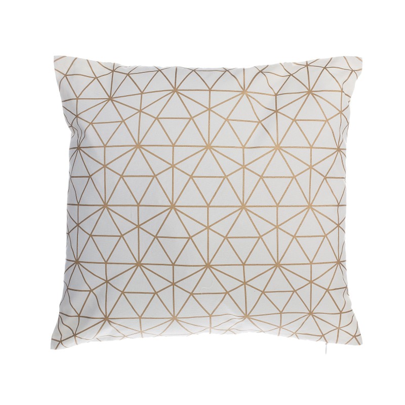 Zestaw 2 poduszek dekoracyjnych SEDUM Bawełna 45 x 45 cm Biały Złoty Wzór geometryczny Zestaw 2 poduszek dekoracyjnych SEDUM Bawełna 45 x 45 cm Biały Złoty Wzór geometryczny