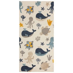 Dywan dziecięcy bawełniany w zwierzęcy wzór 80 x 150 cm wielokolorowy PORSEA Dywan dziecięcy bawełniany w zwierzęcy wzór 80 x 150 cm wielokolorowy PORSEA