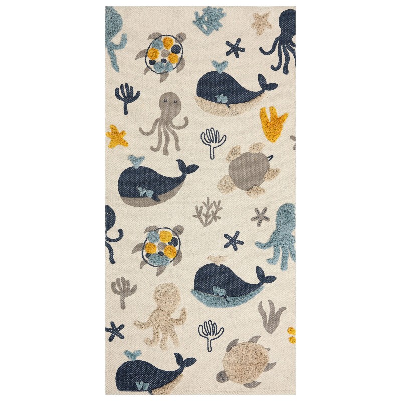 Dywan dziecięcy bawełniany w zwierzęcy wzór 80 x 150 cm wielokolorowy PORSEA Dywan dziecięcy bawełniany w zwierzęcy wzór 80 x 150 cm wielokolorowy PORSEA