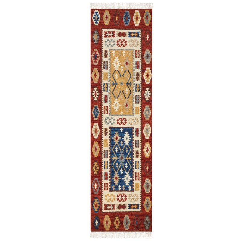 Dywan wełniany kilim 80 x 300 cm wielokolorowy VOSKEHAT Dywan wełniany kilim 80 x 300 cm wielokolorowy VOSKEHAT