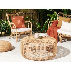 Stolik ogrodowy rattanowy okrągły ⌀ 85 cm naturalny RANDAZZO Stolik ogrodowy rattanowy okrągły ⌀ 85 cm naturalny RANDAZZO