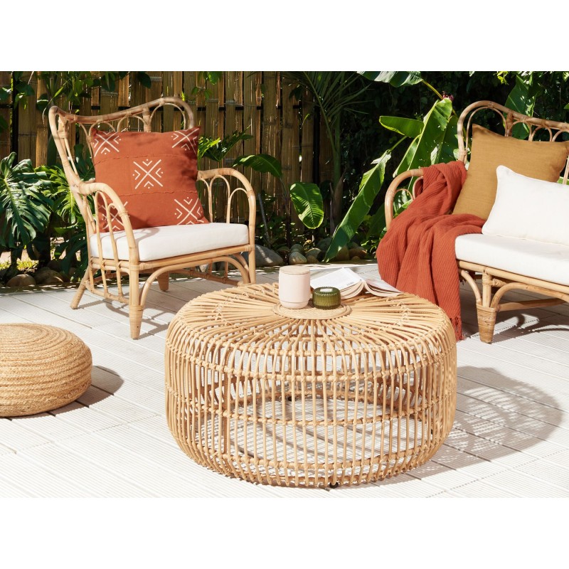 Stolik ogrodowy rattanowy okrągły ⌀ 85 cm naturalny RANDAZZO Stolik ogrodowy rattanowy okrągły ⌀ 85 cm naturalny RANDAZZO