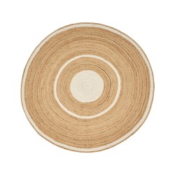 Dywan okrągły z juty ⌀ 140 cm beżowo-biały HALFELI Dywan okrągły z juty ⌀ 140 cm beżowo-biały HALFELI