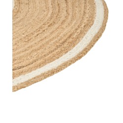 Dywan okrągły z juty ⌀ 140 cm beżowo-biały HALFELI Dywan okrągły z juty ⌀ 140 cm beżowo-biały HALFELI