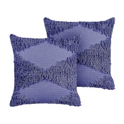 2 poduszki dekoracyjne bawełniane tuftowane 45 x 45 cm fioletowe RHOEO