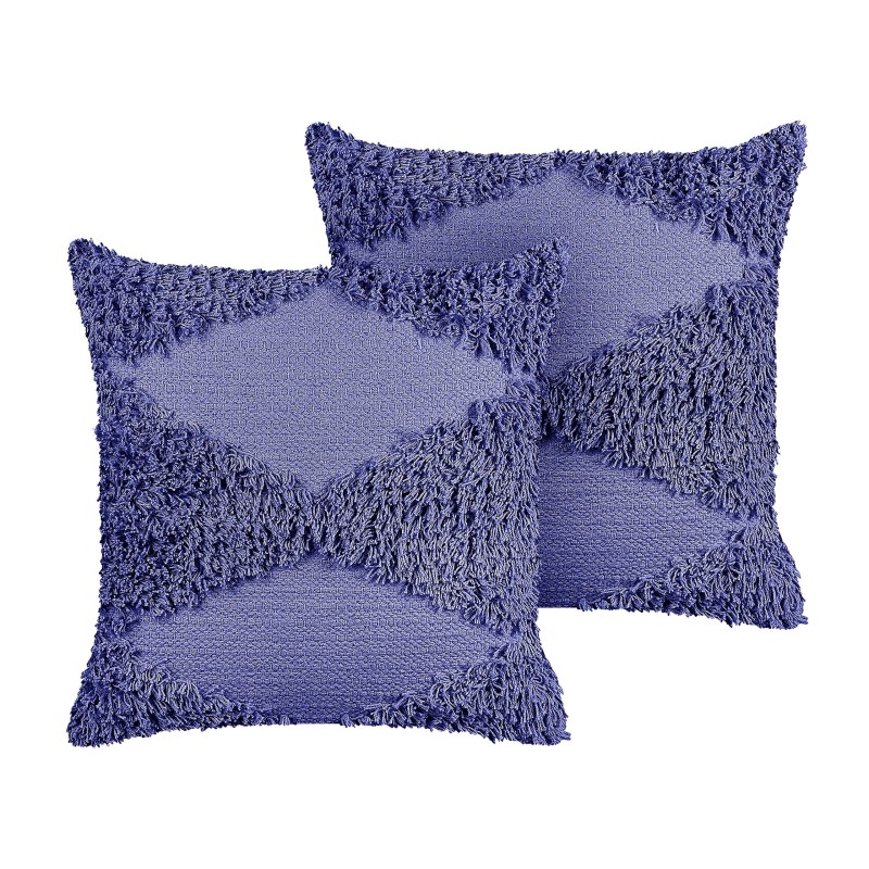2 poduszki dekoracyjne bawełniane tuftowane 45 x 45 cm fioletowe RHOEO 2 poduszki dekoracyjne bawełniane tuftowane 45 x 45 cm fioletowe RHOEO