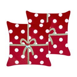 Zestaw 2 poduszek dekoracyjnych GUMDROP Welur 45 x 45 cm Czerwony Wzór świąteczny