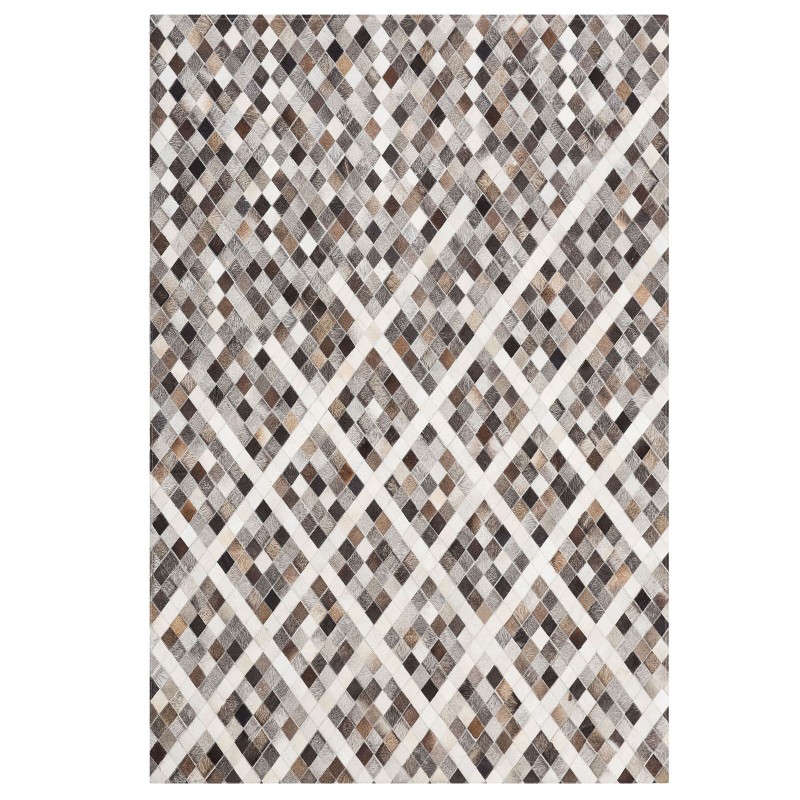 Dywan patchwork skórzany 160 x 230 cm szaro-brązowy AKDERE Dywan patchwork skórzany 160 x 230 cm szaro-brązowy AKDERE