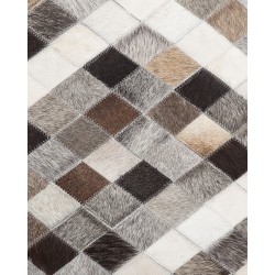 Dywan patchwork skórzany 160 x 230 cm szaro-brązowy AKDERE Dywan patchwork skórzany 160 x 230 cm szaro-brązowy AKDERE