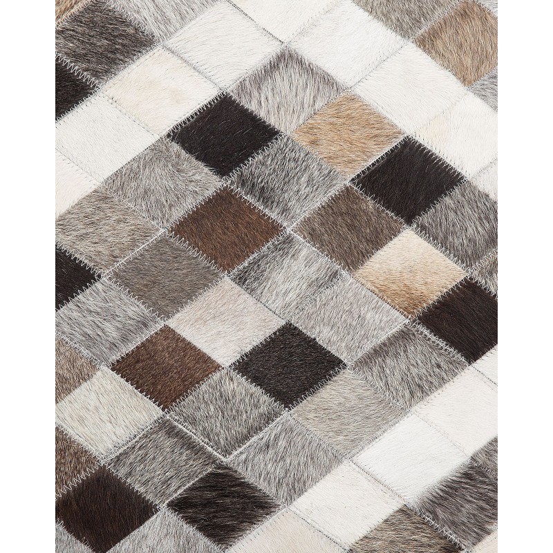 Dywan patchwork skórzany 160 x 230 cm szaro-brązowy AKDERE Dywan patchwork skórzany 160 x 230 cm szaro-brązowy AKDERE