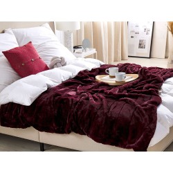 Koc TANTAN 180 x 220 cm Burgundowy Koc TANTAN 180 x 220 cm Burgundowy