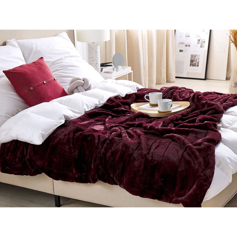 Koc TANTAN 180 x 220 cm Burgundowy Koc TANTAN 180 x 220 cm Burgundowy