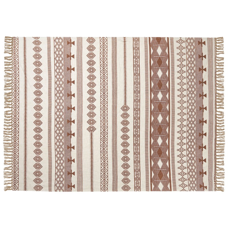 Koc JORHAT Bawełna 130 x 180 cm Beżowy Koc JORHAT Bawełna 130 x 180 cm Beżowy
