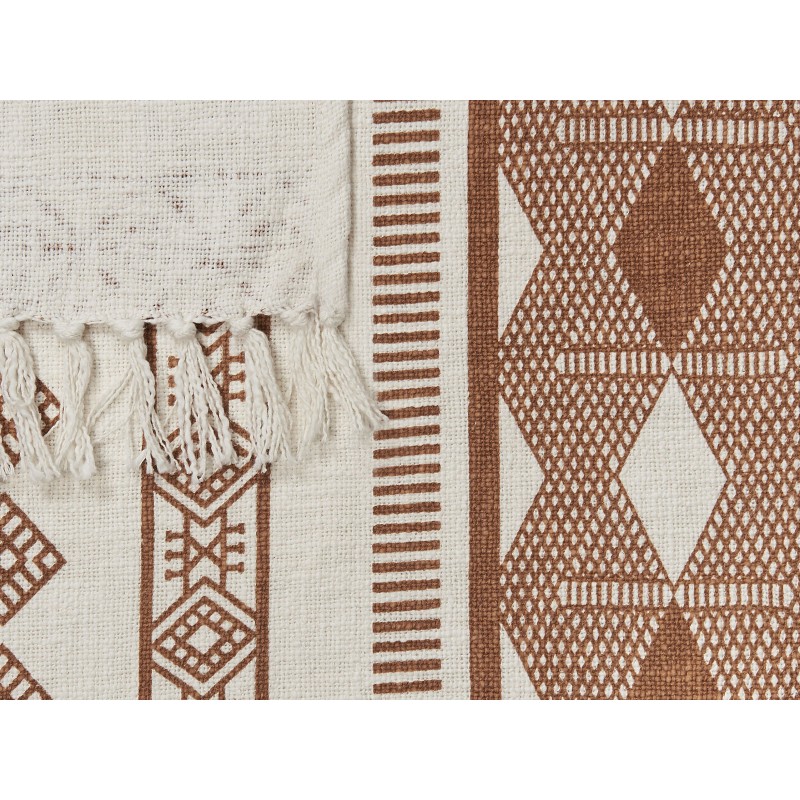 Koc JORHAT Bawełna 130 x 180 cm Beżowy Koc JORHAT Bawełna 130 x 180 cm Beżowy