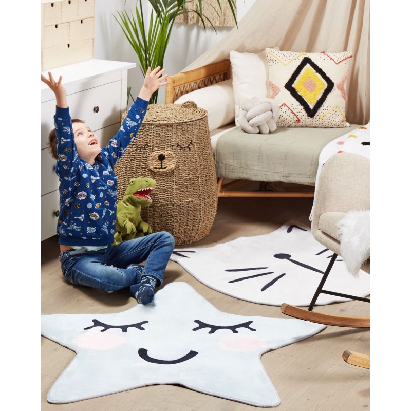 Dywan dziecięcy kot ⌀ 100 cm biały KITTY Dywan dziecięcy kot ⌀ 100 cm biały KITTY