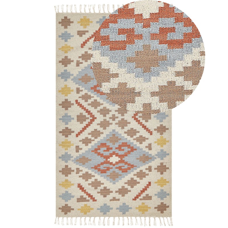 Dywan bawełniany kilim 80 x 150 cm wielokolorowy ATAN Dywan bawełniany kilim 80 x 150 cm wielokolorowy ATAN