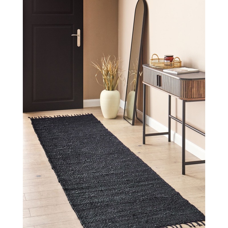 Dywan z juty 80 x 300 cm czarny SINANKOY Dywan z juty 80 x 300 cm czarny SINANKOY