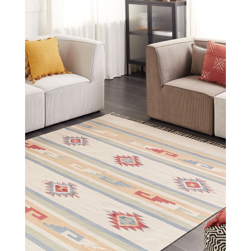 Dywan bawełniany kilim 200 x 300 cm wielokolorowy APARAN Dywan bawełniany kilim 200 x 300 cm wielokolorowy APARAN