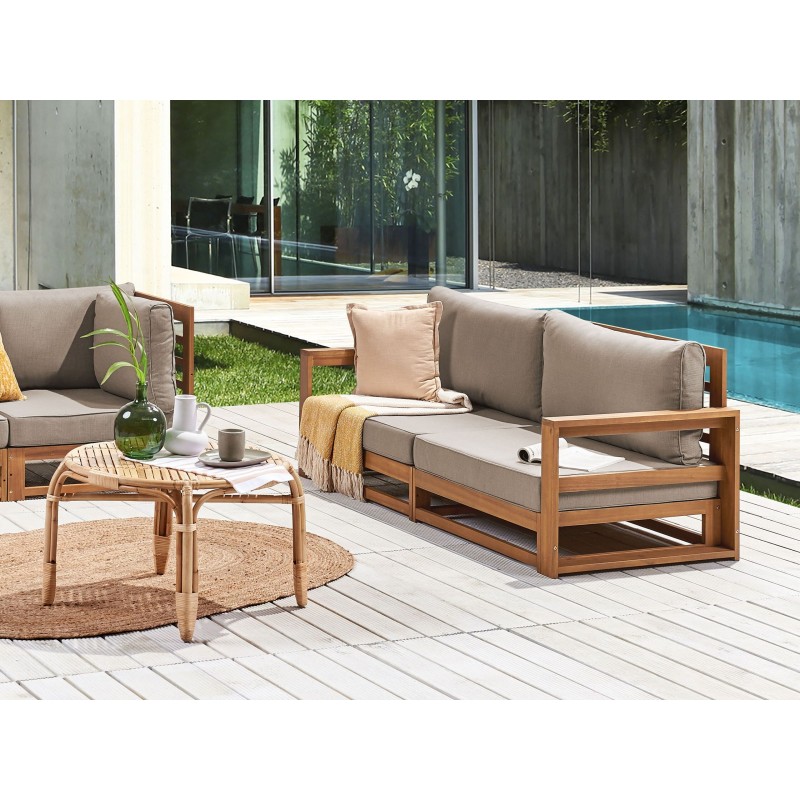 Sofa ogrodowa z certyfikowanego drewna akacjowego 2-osobowa jasna TIMOR II Sofa ogrodowa z certyfikowanego drewna akacjowego 2-osobowa jasna TIMOR II