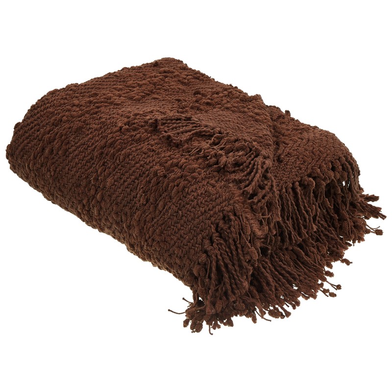 Koc VELLA Bawełna 200 x 220 cm Brązowy Koc VELLA Bawełna 200 x 220 cm Brązowy