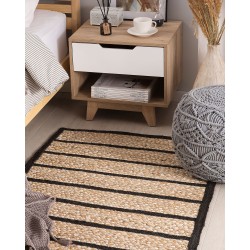 Dywan z juty 80 x 150 cm beżowo-czarny KARADONA Dywan z juty 80 x 150 cm beżowo-czarny KARADONA