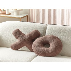 Zestaw 2 poduszek dekoracyjnych HESPERIS Boucle Brązowy Jednolity Zestaw 2 poduszek dekoracyjnych HESPERIS Boucle Brązowy Jednolity