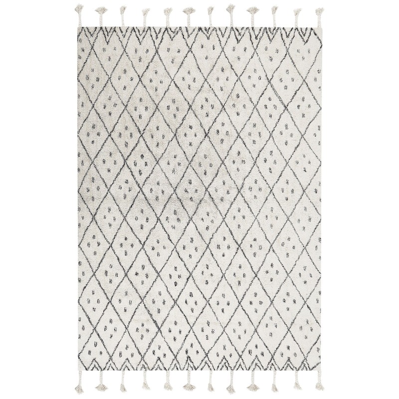 Dywan bawełniany 160 x 230 cm biało-czarny AGADIR Dywan bawełniany 160 x 230 cm biało-czarny AGADIR