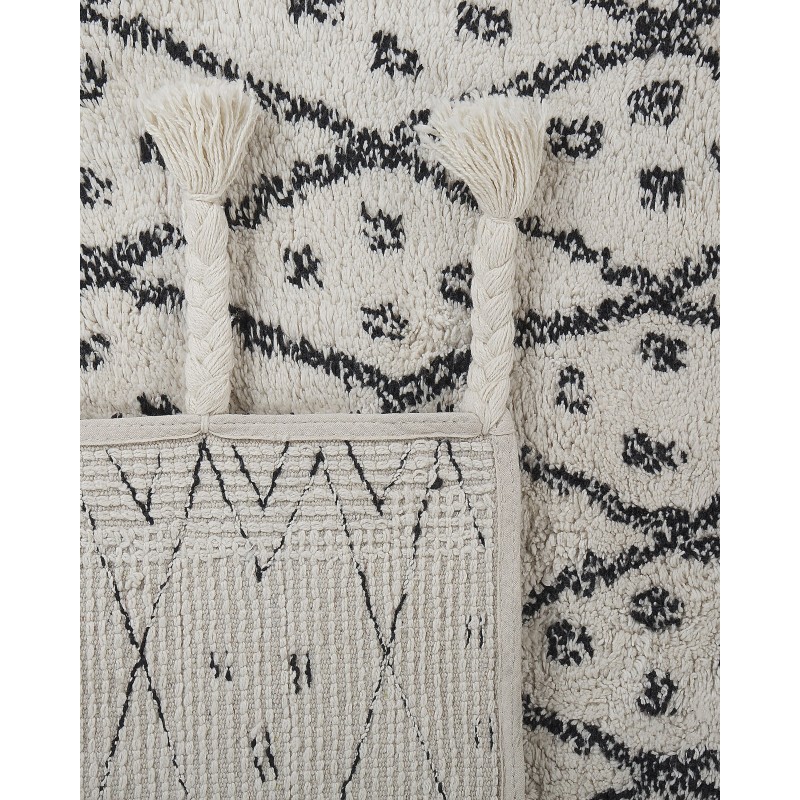Dywan bawełniany 160 x 230 cm biało-czarny AGADIR Dywan bawełniany 160 x 230 cm biało-czarny AGADIR