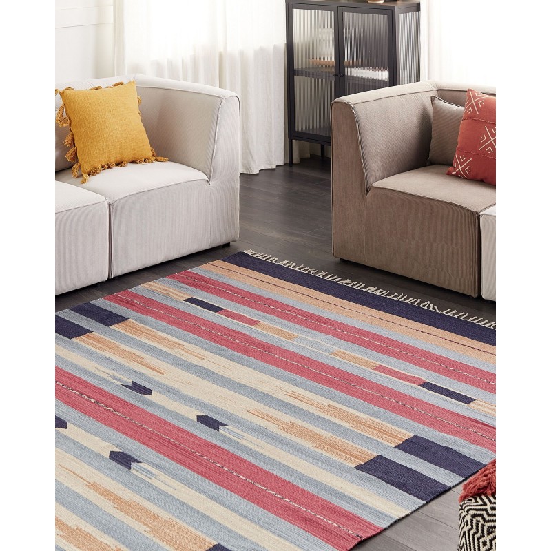 Dywan bawełniany kilim 200 x 300 cm wielokolorowy GANDZAK Dywan bawełniany kilim 200 x 300 cm wielokolorowy GANDZAK