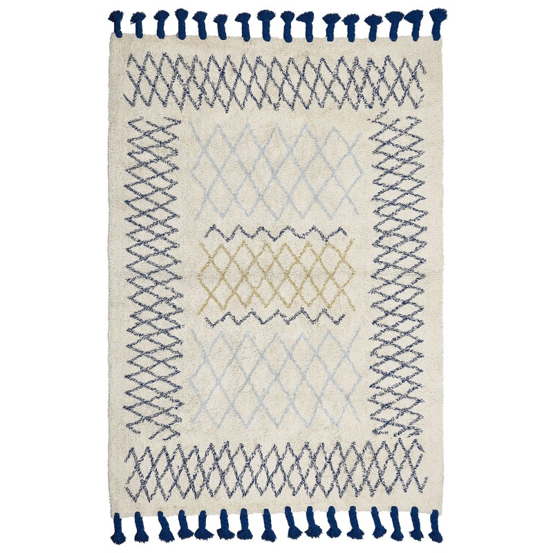 Dywan bawełniany 160 x 230 cm beżowo-niebieski ERZINCAN Dywan bawełniany 160 x 230 cm beżowo-niebieski ERZINCAN