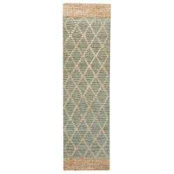Dywan z juty 80 x 300 cm zielony z beżowym TELLIKAYA Dywan z juty 80 x 300 cm zielony z beżowym TELLIKAYA