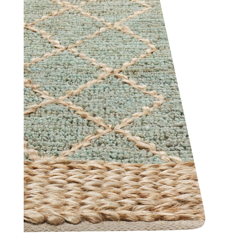 Dywan z juty 80 x 300 cm zielony z beżowym TELLIKAYA Dywan z juty 80 x 300 cm zielony z beżowym TELLIKAYA