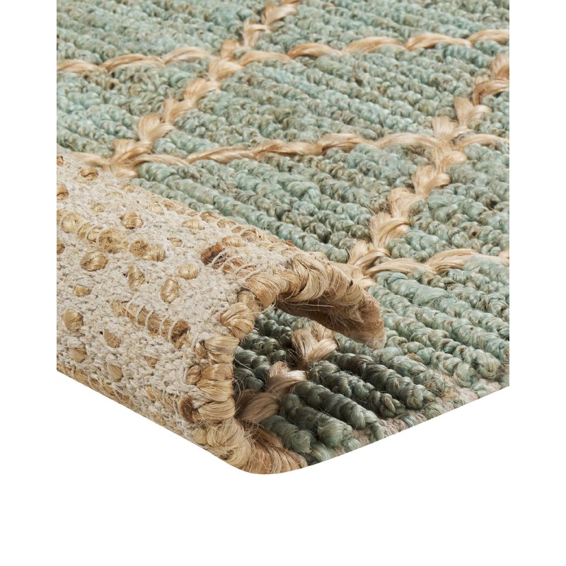 Dywan z juty 80 x 300 cm zielony z beżowym TELLIKAYA Dywan z juty 80 x 300 cm zielony z beżowym TELLIKAYA