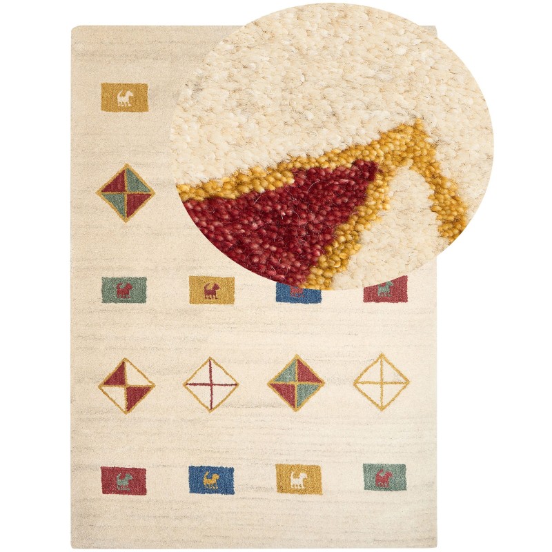 Dywan wełniany gabbeh 160 x 230 cm beżowy MISINLI Dywan wełniany gabbeh 160 x 230 cm beżowy MISINLI