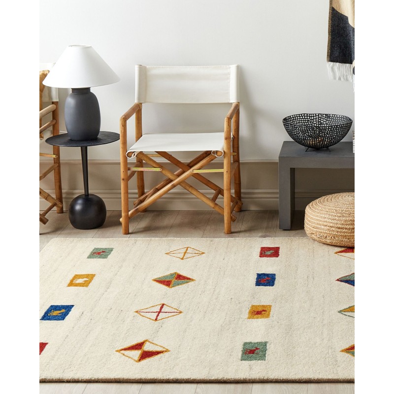 Dywan wełniany gabbeh 160 x 230 cm beżowy MISINLI Dywan wełniany gabbeh 160 x 230 cm beżowy MISINLI