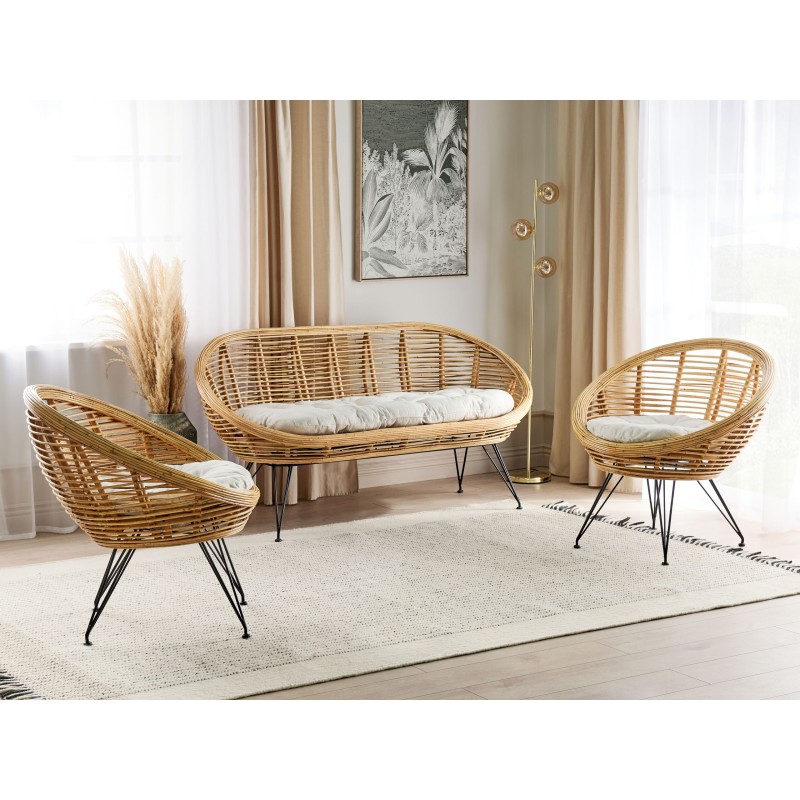 Zestaw ogrodowy dla 4 osób MARATEA Rattan Naturalny Zestaw ogrodowy dla 4 osób MARATEA Rattan Naturalny