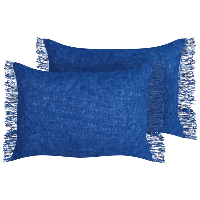 Zestaw 2 poduszek dekoracyjnych MABA Bawełna 50 x 35 cm Granatowy Jednolity Zestaw 2 poduszek dekoracyjnych MABA Bawełna 50 x 35 cm Granatowy Jednolity