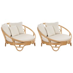 Zestaw 2 łóżek ogrodowych ROSSANO Rattan Naturalny Zestaw 2 łóżek ogrodowych ROSSANO Rattan Naturalny