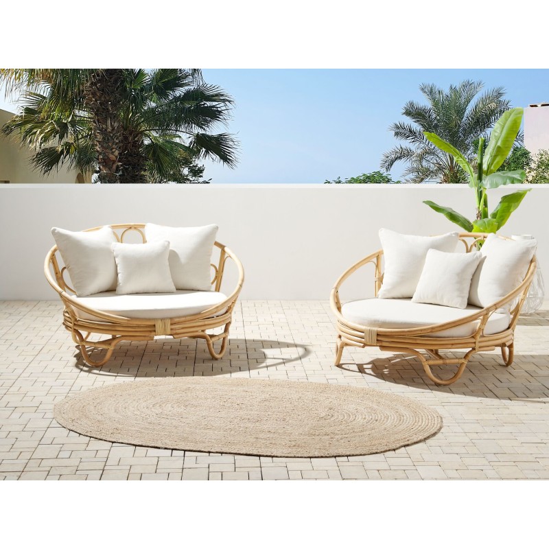 Zestaw 2 łóżek ogrodowych ROSSANO Rattan Naturalny Zestaw 2 łóżek ogrodowych ROSSANO Rattan Naturalny