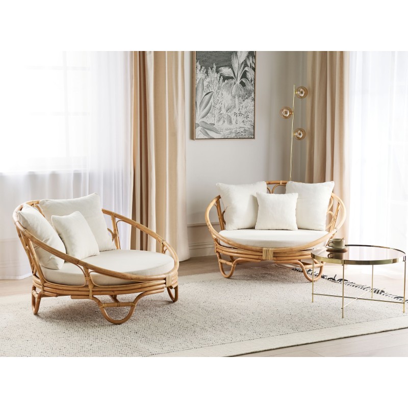 Zestaw 2 łóżek ogrodowych ROSSANO Rattan Naturalny Zestaw 2 łóżek ogrodowych ROSSANO Rattan Naturalny