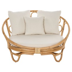 Zestaw 2 łóżek ogrodowych ROSSANO Rattan Naturalny Zestaw 2 łóżek ogrodowych ROSSANO Rattan Naturalny