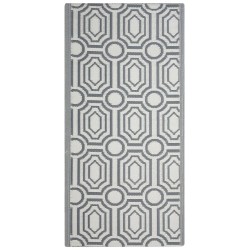 Dywan zewnętrzny dwustronny 90 x 180 cm szaro-biały BIDAR Dywan zewnętrzny dwustronny 90 x 180 cm szaro-biały BIDAR