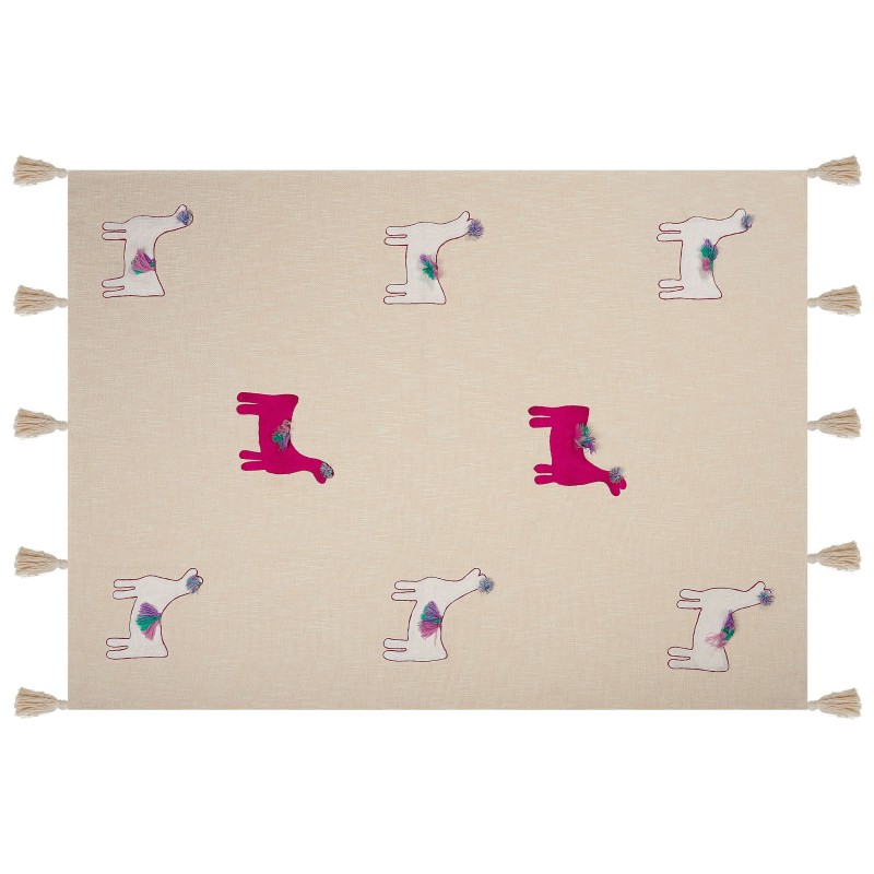 Koc NANDYAL Bawełna 130 x 180 cm Beżowy Koc NANDYAL Bawełna 130 x 180 cm Beżowy